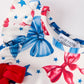 4th of july Bow Print Girls Romper