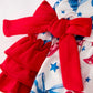 4th of july Bow Print Girls Romper
