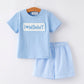 "I ❤ MOMMY" Embroidery Smocking Baby Boys Striped Shorts Set