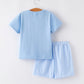 "I ❤ MOMMY" Embroidery Smocking Baby Boys Striped Shorts Set