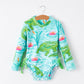 "Crocodile" Green Girls' Swimsuit